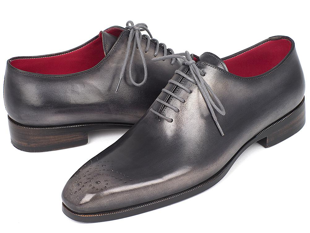 Paul Parkman ''KR254GRY'' Genuine Leather Gray / Black Medallion Toe Shoes.
